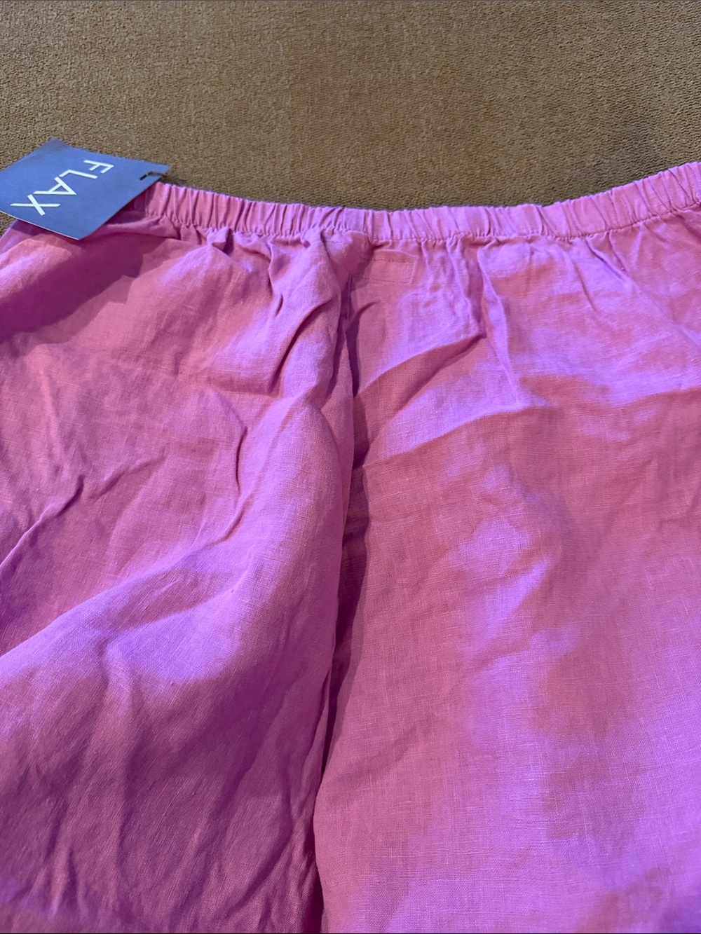 New Flax Women’s 100% Linen Wide Leg Pink pull On Pants Size Large (TD) - Picture 6 of 6